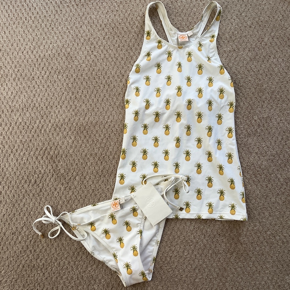 Tory Burch, pineapple tankini swim set
